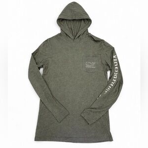 Vineyard Vines Whale Mens Green Long Sleeve Tee Hoodie Logo Sz Small